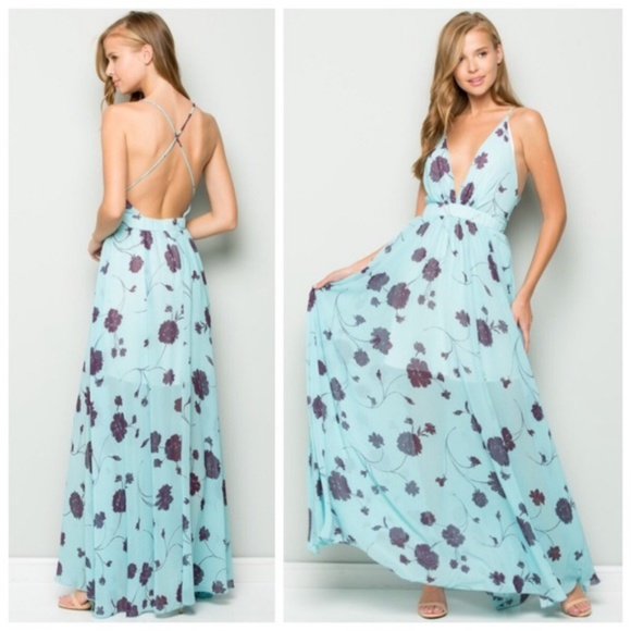 SOLD• KALLA Aqua Floral Maxi Small - Picture 2 of 3